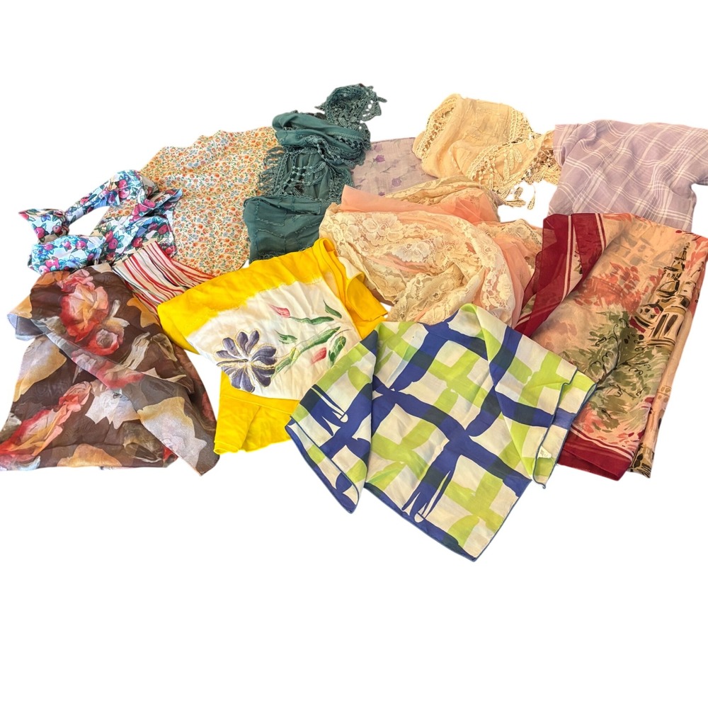 Lot of 12 Scarves Wraps Coquette Femme Gma Core Floral Wholesale Resell Craft
